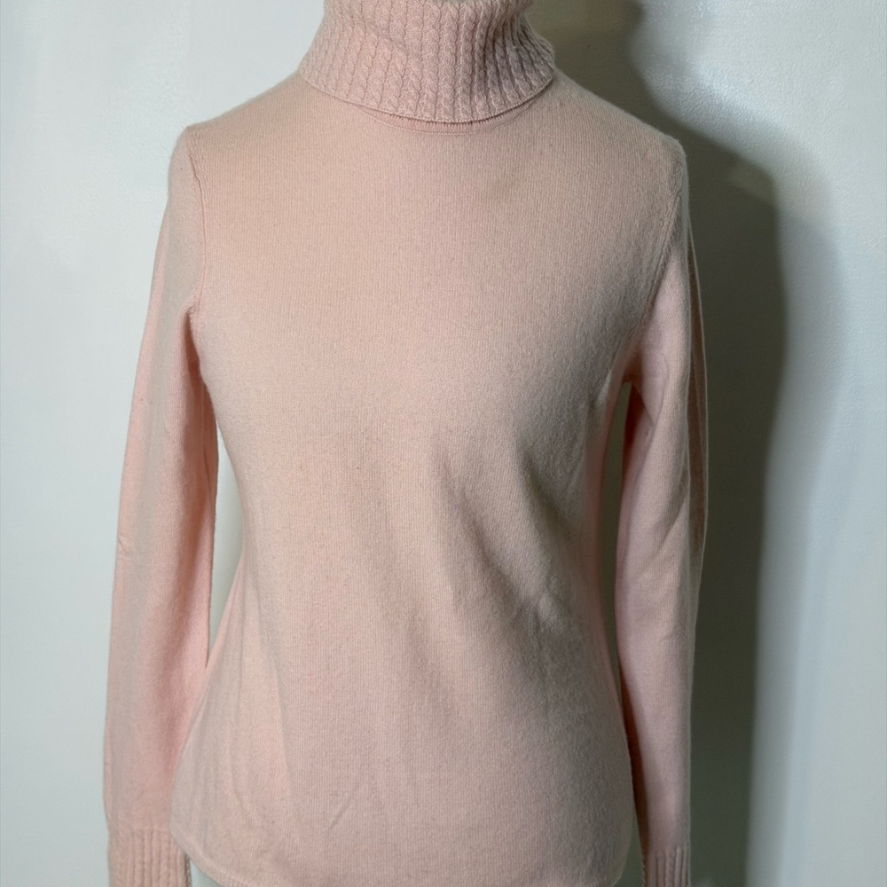 GRIFFEN, Cashmere Women's Pink Turtleneck Sweater Sz med